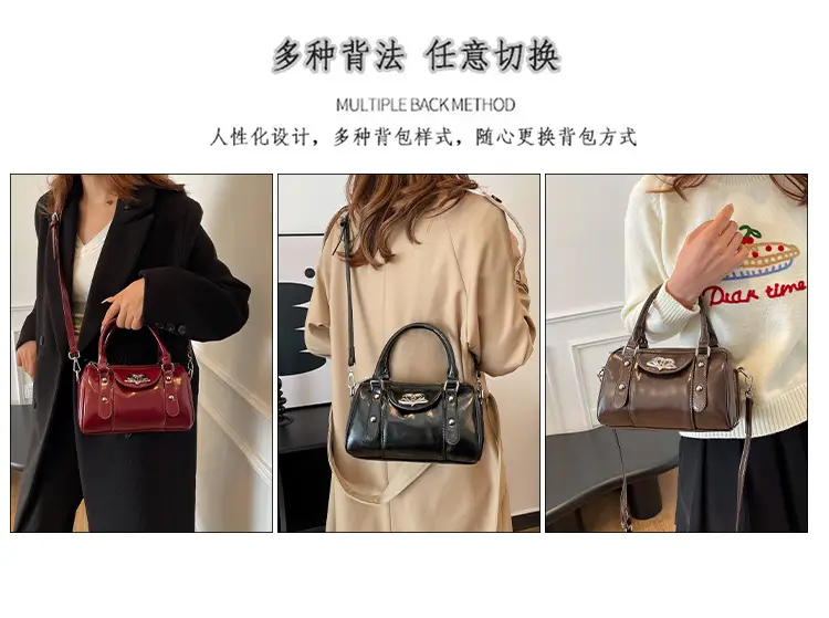 Women's 2024 Winter Shoulder Bag Maroon CC Logo — feature 16
