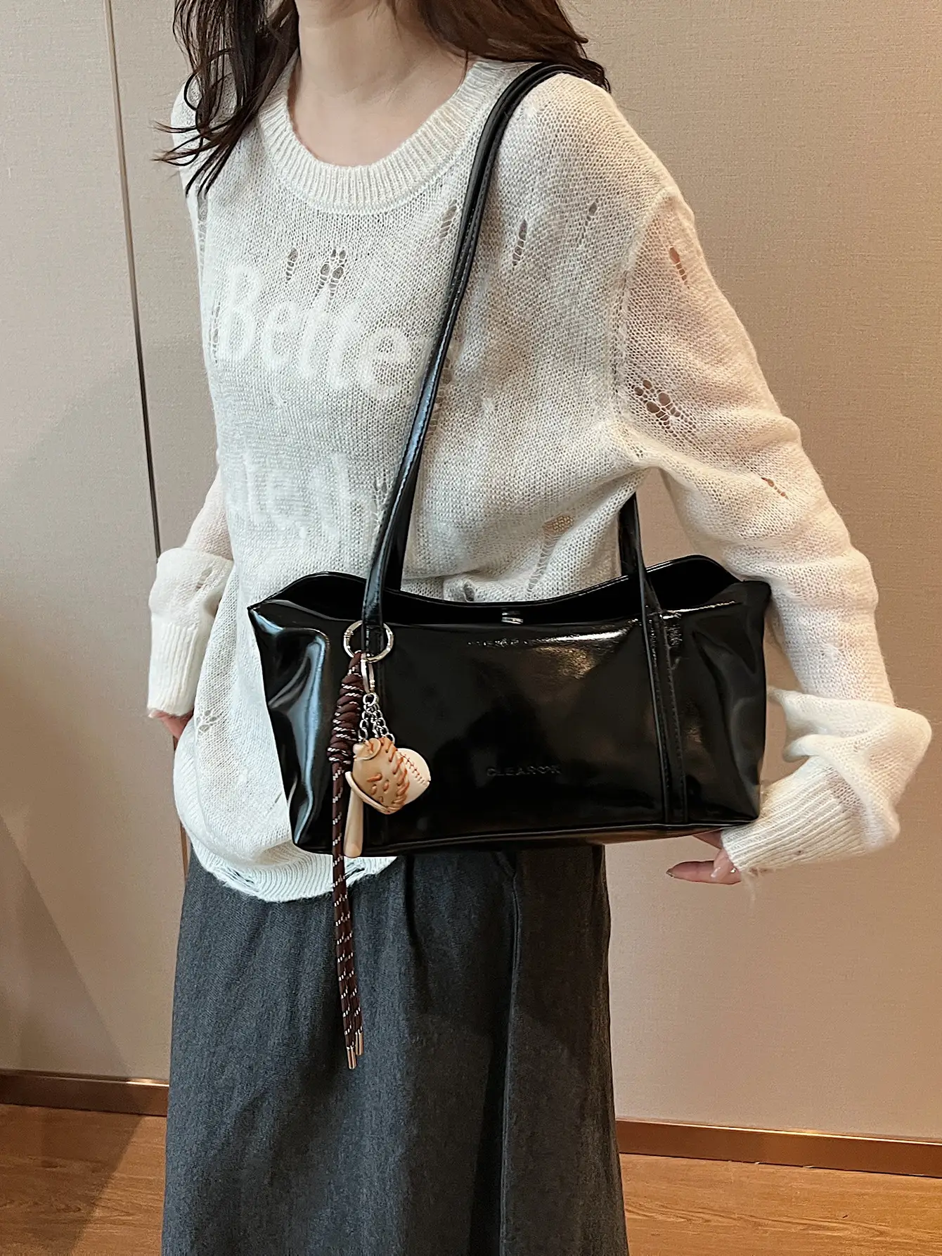 Black Korean Underarm Bag for Women 2024 - Image 6