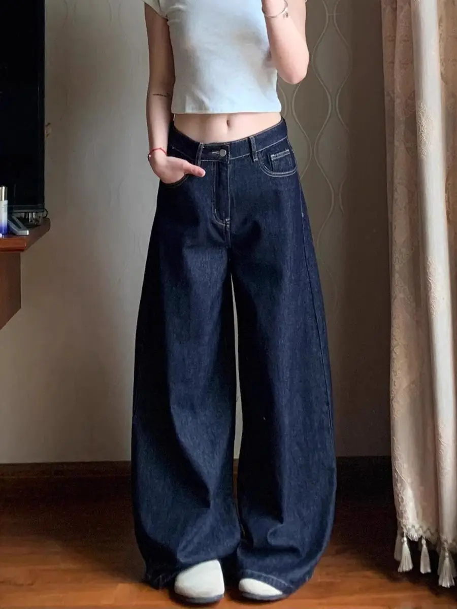 Dark Blue Loose Wide Leg Pants Plus Size 2024 — feature 2