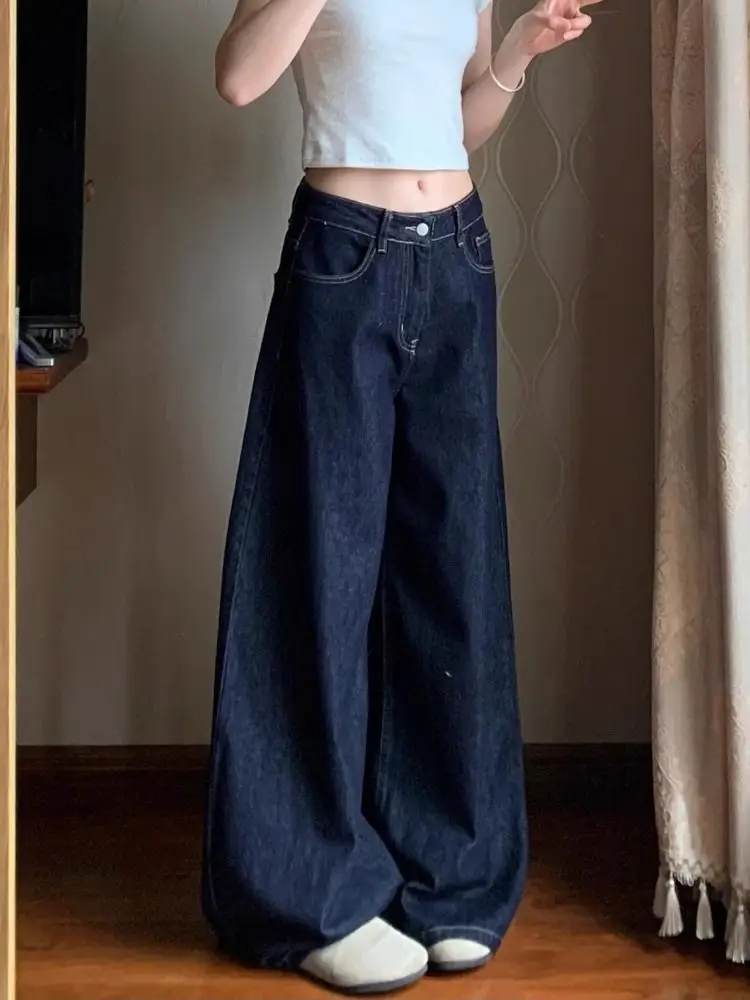 Dark Blue Loose Wide Leg Pants Plus Size 2024 — feature 3