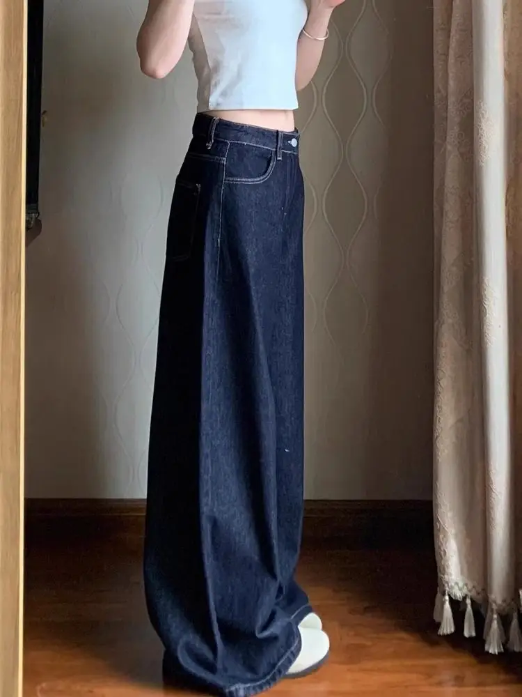 Dark Blue Loose Wide Leg Pants Plus Size 2024 — feature 4