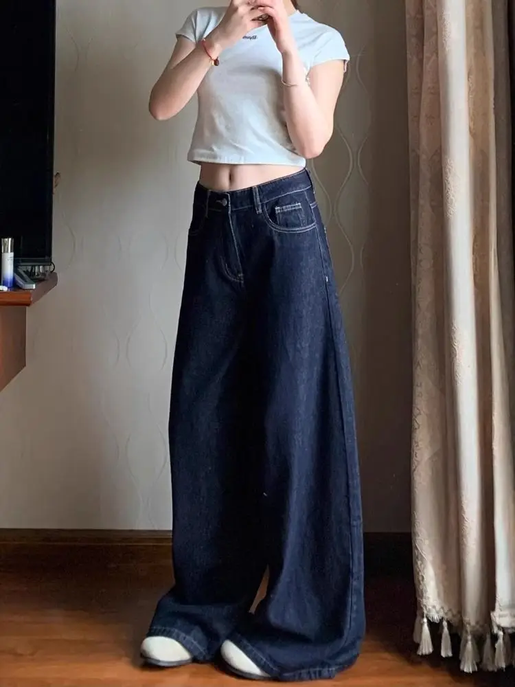 Dark Blue Loose Wide Leg Pants Plus Size 2024 — feature 5