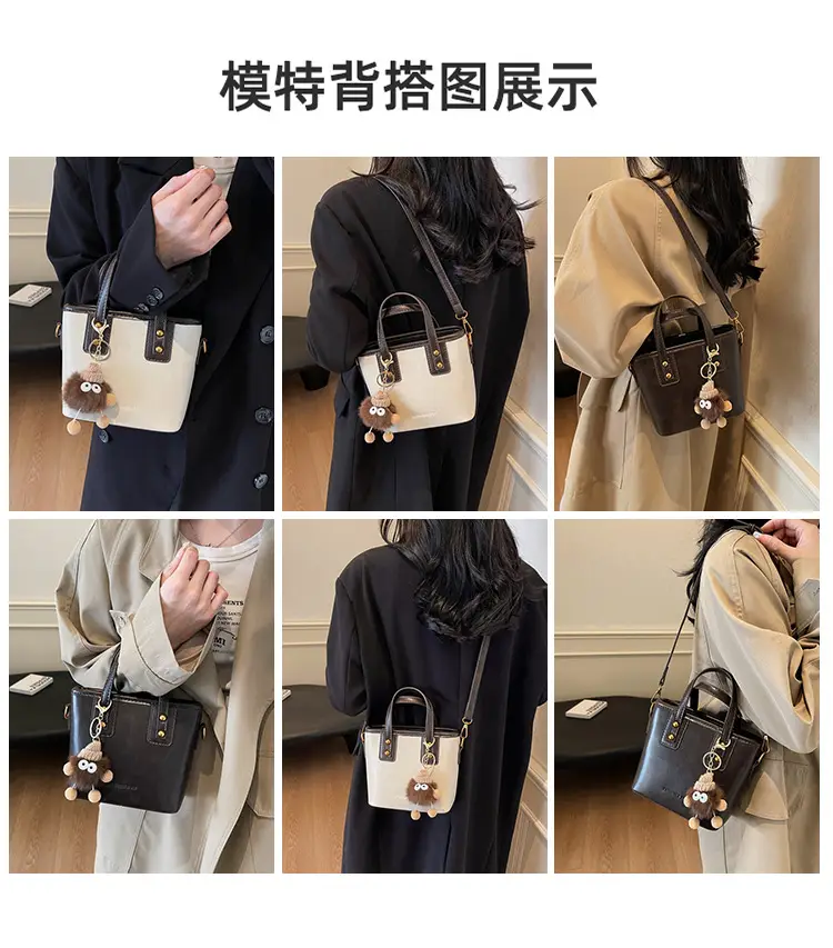 Women's Small Square Handbag with Pom Pom Detail — feature 10