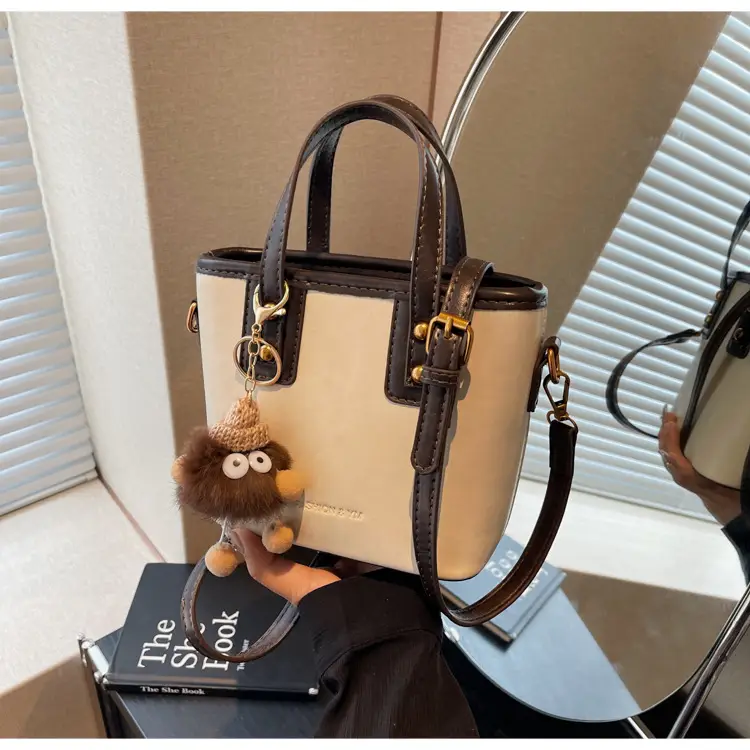 Women's Small Square Handbag with Pom Pom Detail — feature 14