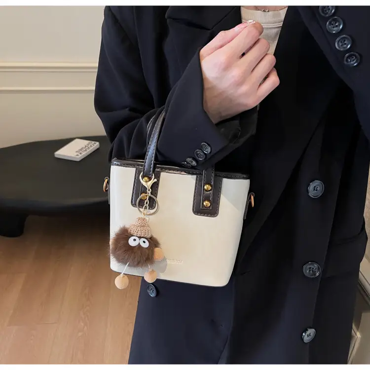 Women's Small Square Handbag with Pom Pom Detail — feature 16