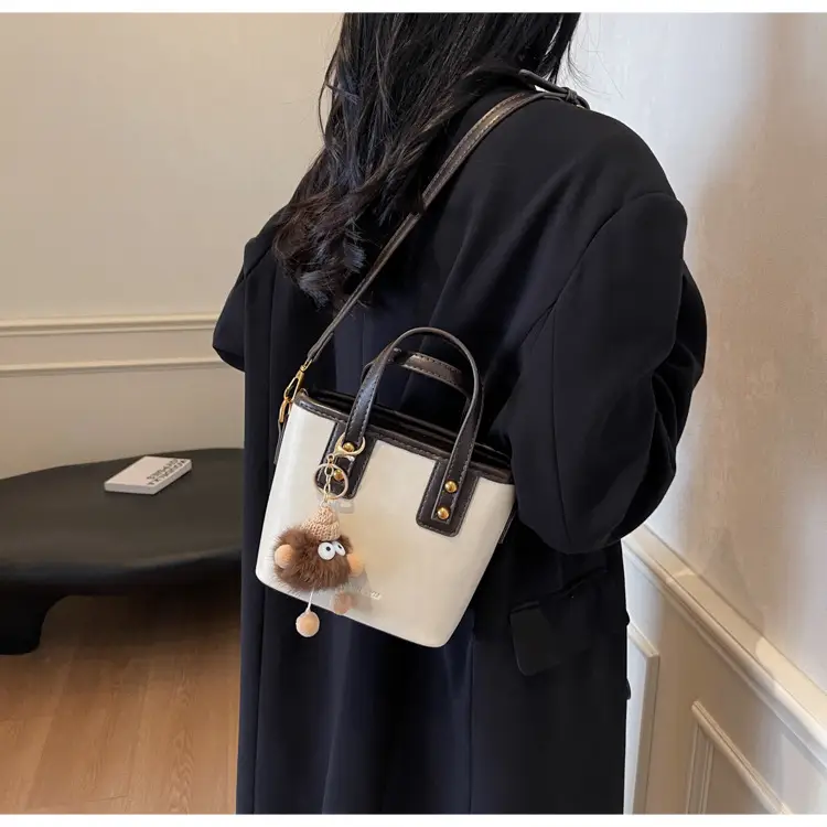 Women's Small Square Handbag with Pom Pom Detail — feature 18