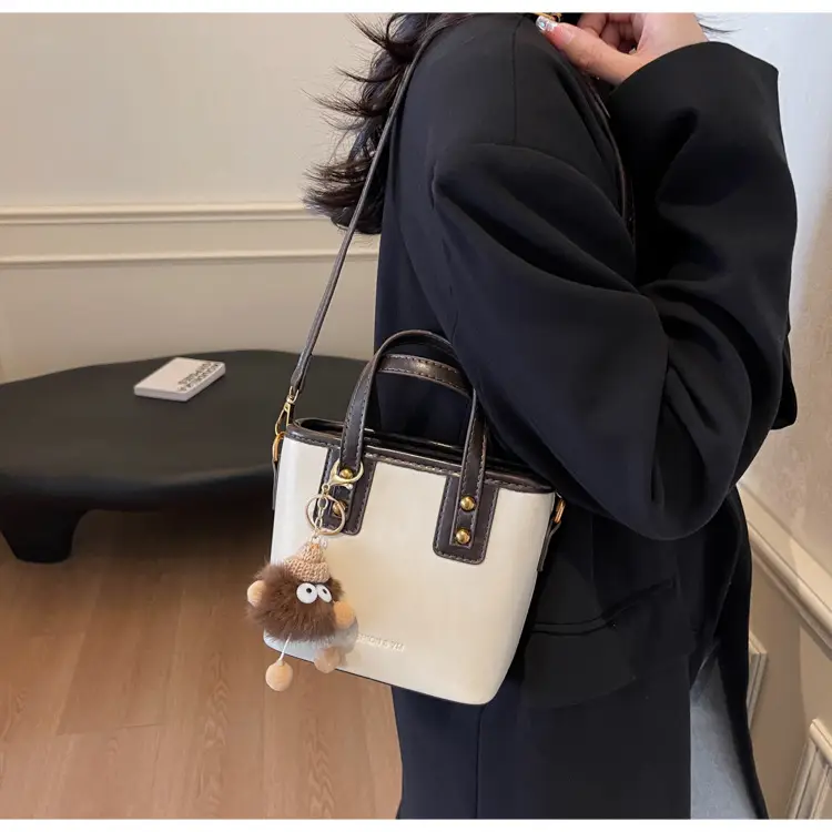 Women's Small Square Handbag with Pom Pom Detail — feature 19