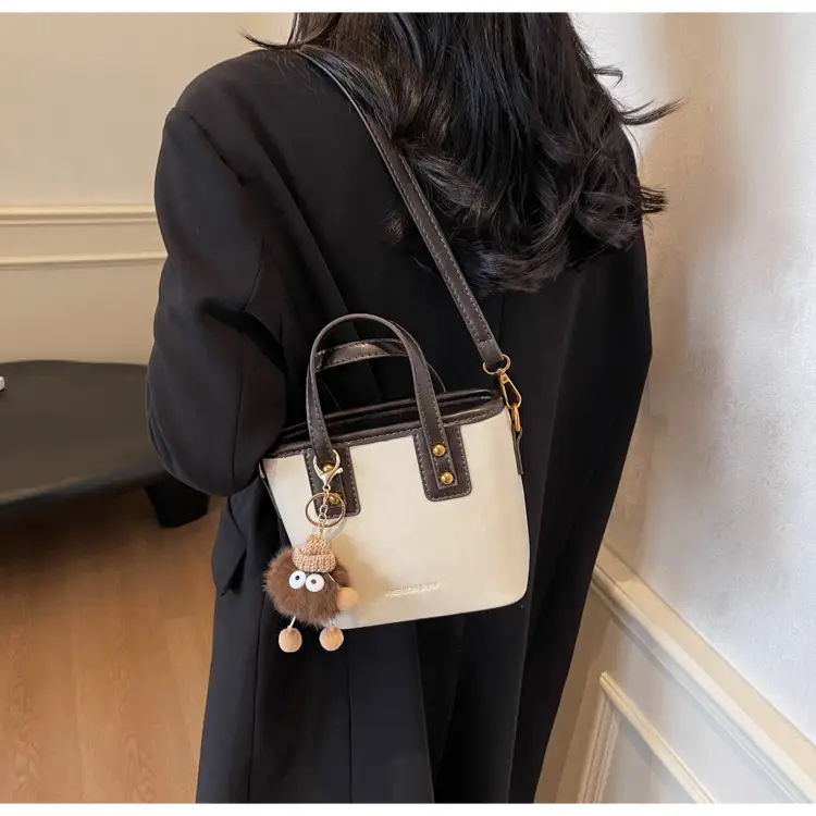 Women's Small Square Handbag with Pom Pom Detail — feature 20