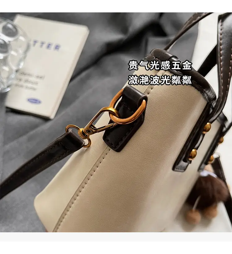 Women's Small Square Handbag with Pom Pom Detail — feature 4