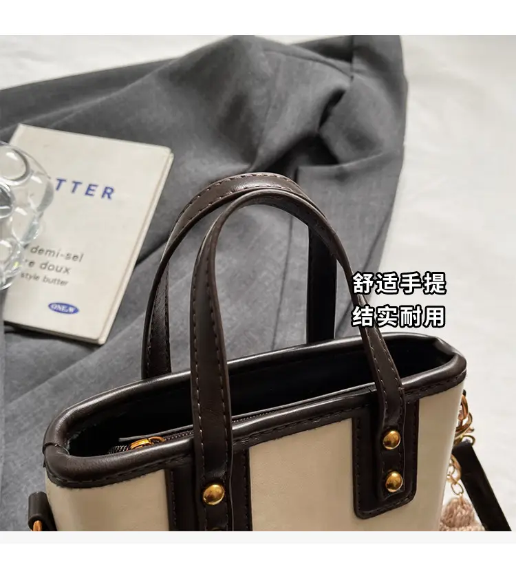 Women's Small Square Handbag with Pom Pom Detail — feature 6
