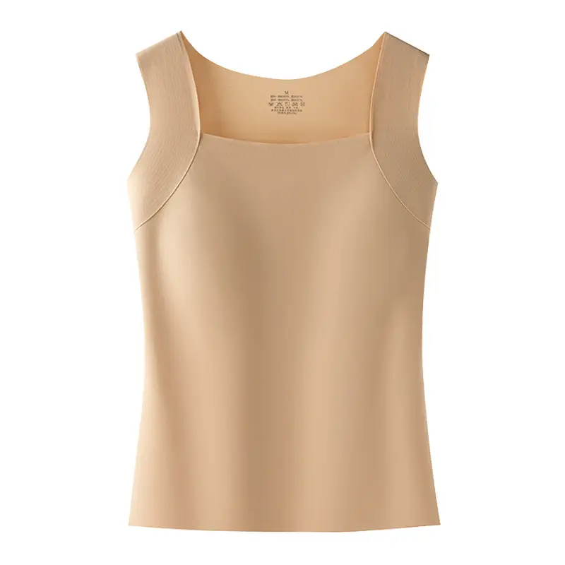 Spring and Summer Cloud-Like Base Layer 10A Antibacterial Seamless Ice Silk Nude-Feel Camisole with Chest Pads