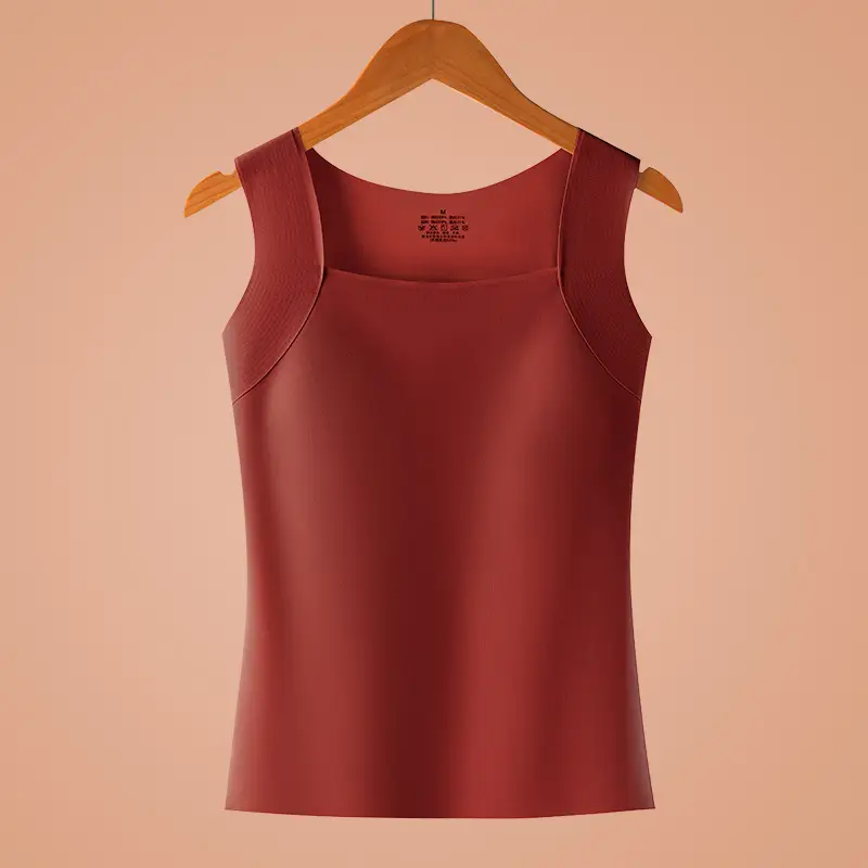 Spring and Summer Cloud-Like Base Layer 10A Antibacterial Seamless Ice Silk Nude-Feel Camisole with Chest Pads