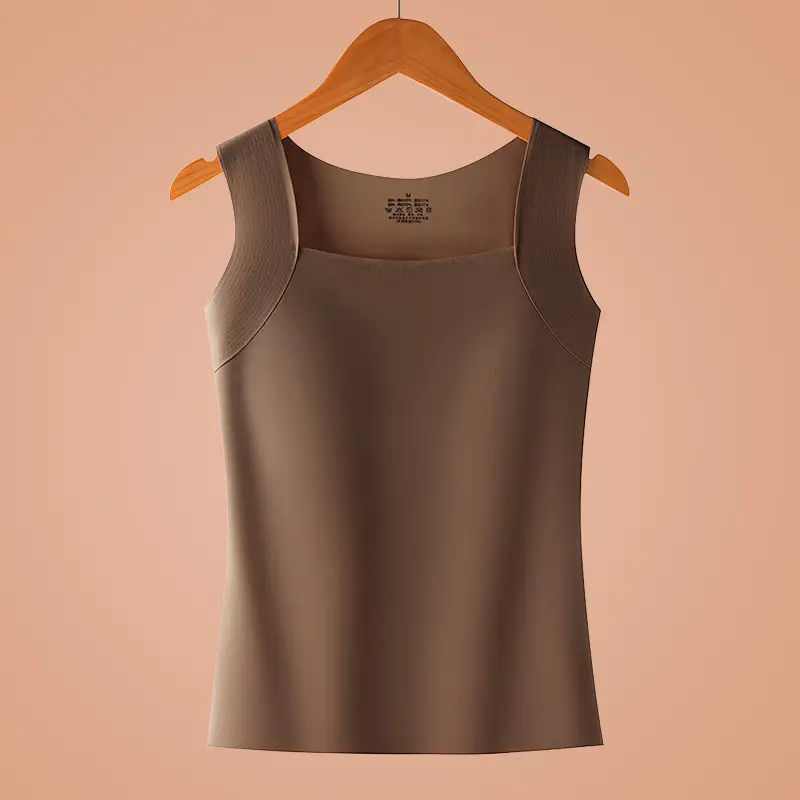 Spring and Summer Cloud-Like Base Layer 10A Antibacterial Seamless Ice Silk Nude-Feel Camisole with Chest Pads