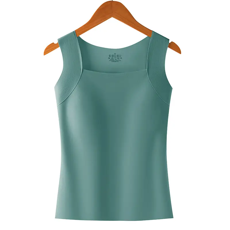 Spring and Summer Cloud-Like Base Layer 10A Antibacterial Seamless Ice Silk Nude-Feel Camisole with Chest Pads
