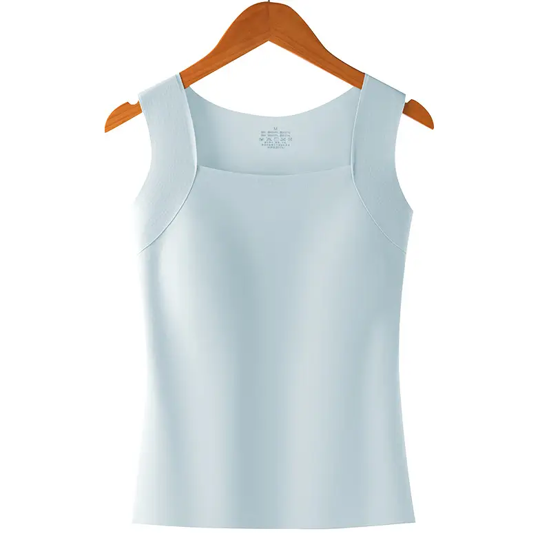 Spring and Summer Cloud-Like Base Layer 10A Antibacterial Seamless Ice Silk Nude-Feel Camisole with Chest Pads