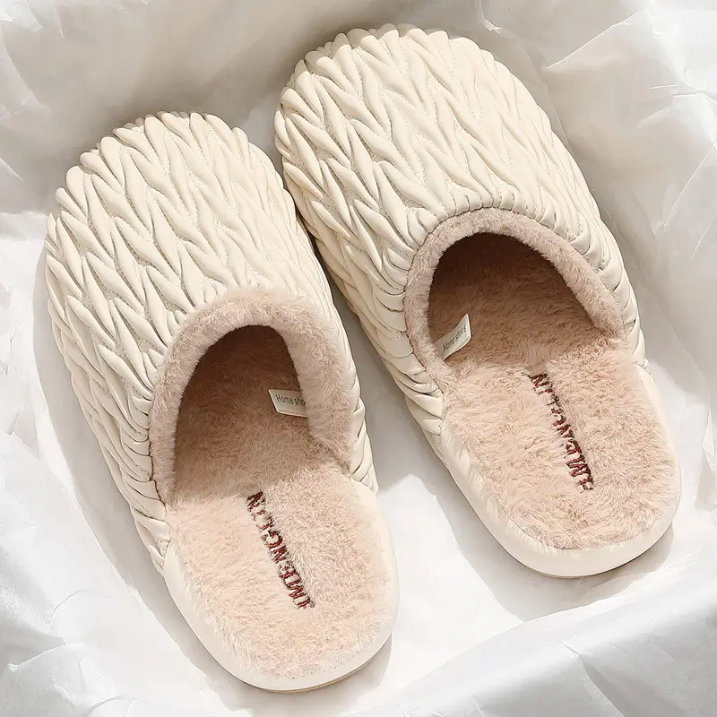 Stepping on excrement feeling cotton slippers women's winter 2024 new indoor home warm fleece-lined thick-soled non-slip cotton shoes men's winter - Image 10