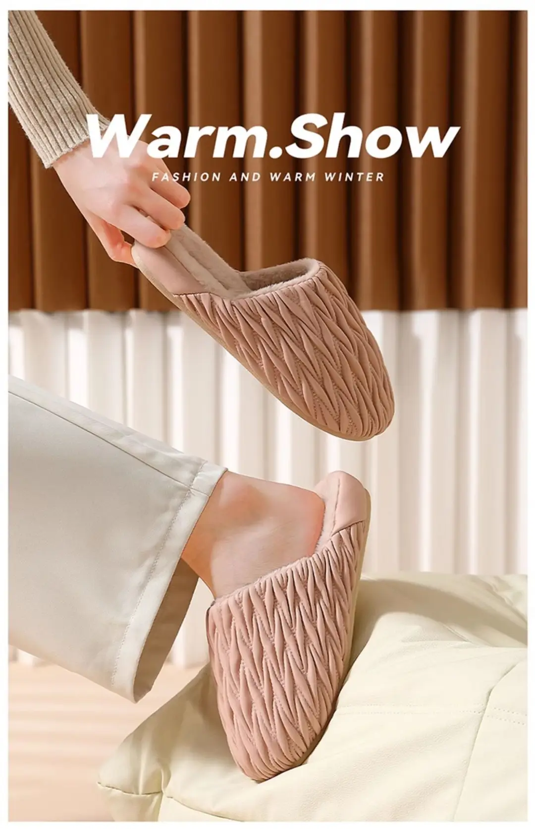 Stepping on excrement feeling cotton slippers women's winter 2024 new indoor home warm fleece-lined thick-soled non-slip cotton shoes men's winter — feature 5