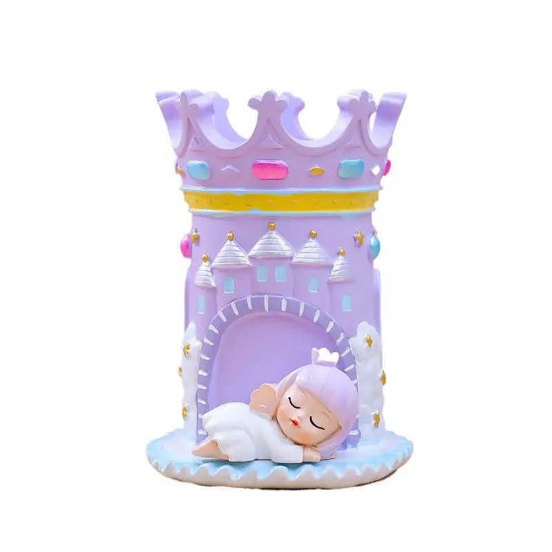 Fantasy Angel Castle Pen Holder with Heart Design