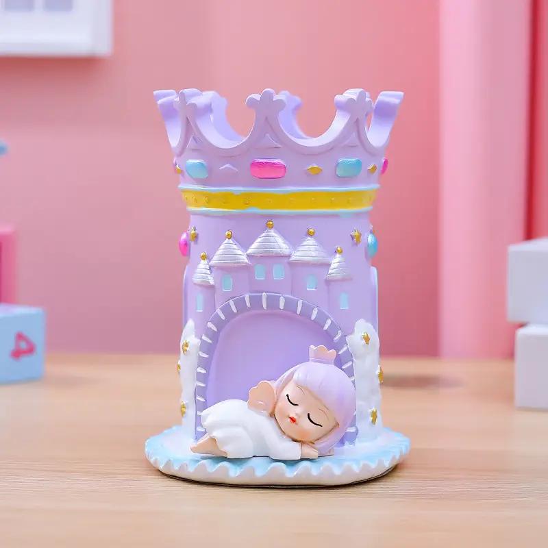 Fantasy Angel Castle Pen Holder with Heart Design — feature 10