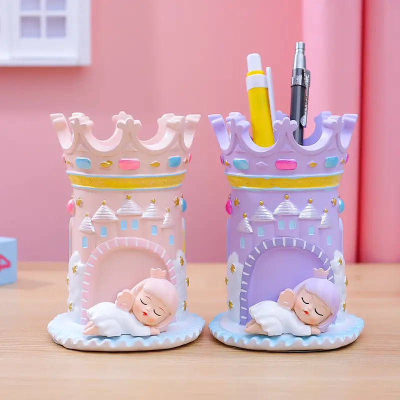 Fantasy Angel Castle Pen Holder with Heart Design — feature 2
