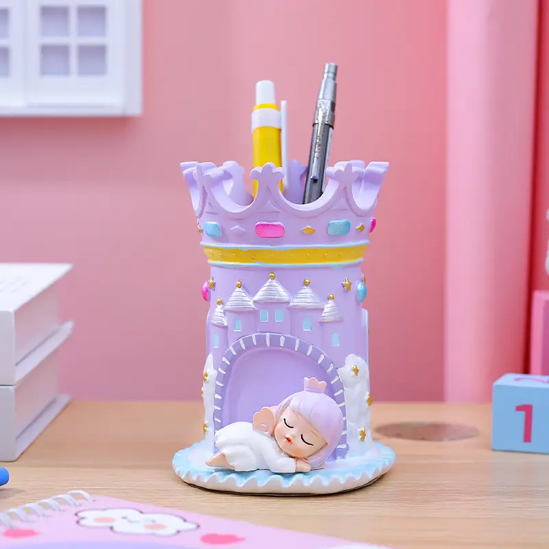 Fantasy Angel Castle Pen Holder with Heart Design — feature 5