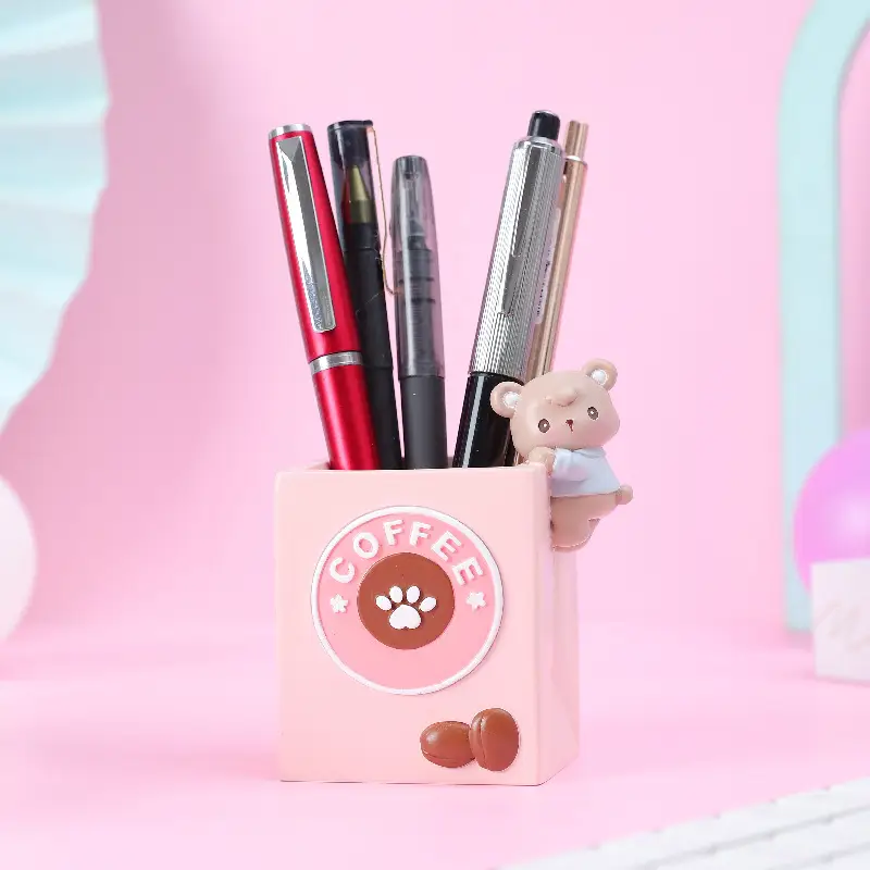 Fantasy Angel Castle Pen Holder with Heart Design