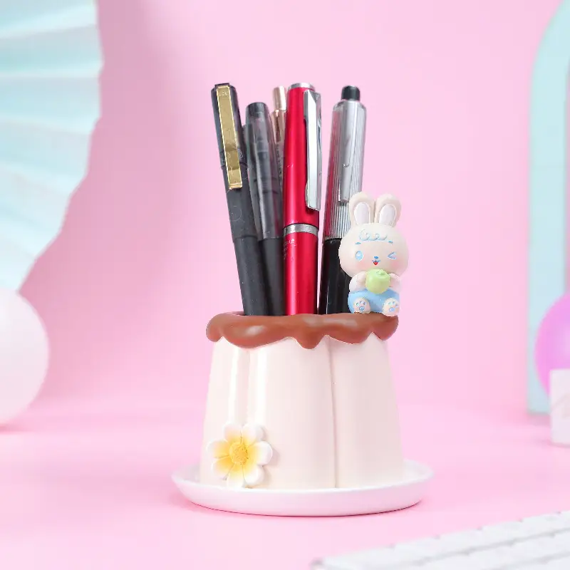 Fantasy Angel Castle Pen Holder with Heart Design