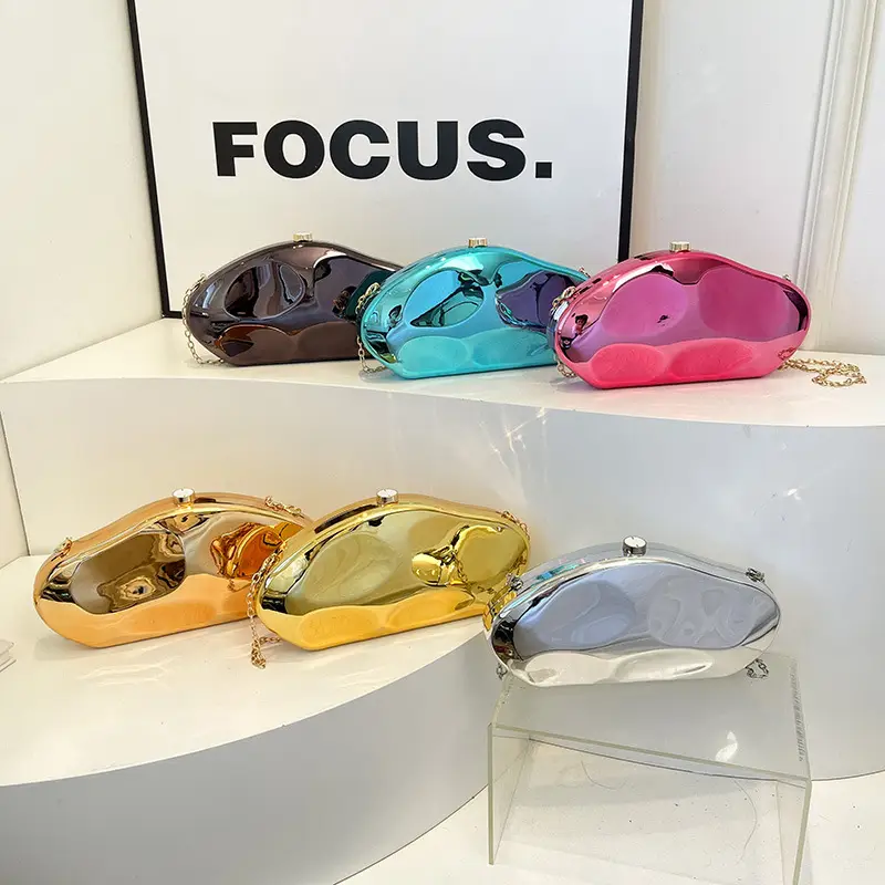 Gold Acrylic Stone Clutch Bag for Women - Image 6