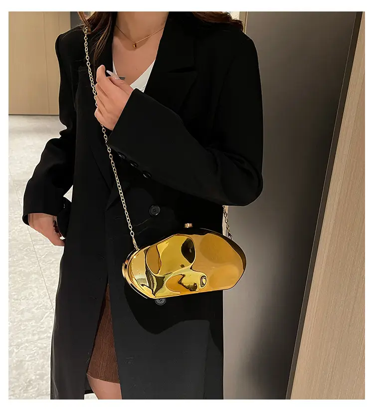 Gold Acrylic Stone Clutch Bag for Women — feature 1