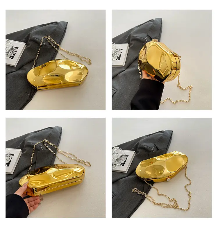 Gold Acrylic Stone Clutch Bag for Women — feature 12