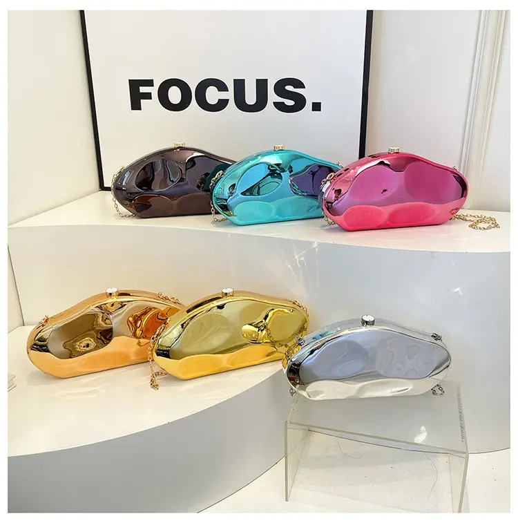 Gold Acrylic Stone Clutch Bag for Women — feature 17