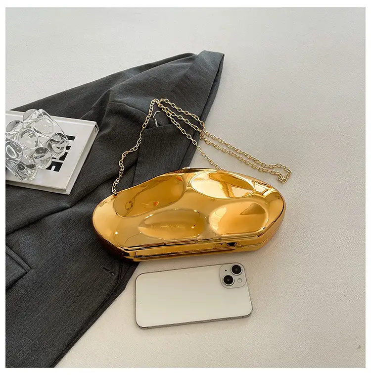 Gold Acrylic Stone Clutch Bag for Women — feature 18