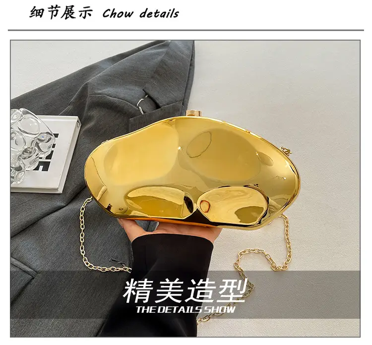 Gold Acrylic Stone Clutch Bag for Women — feature 4