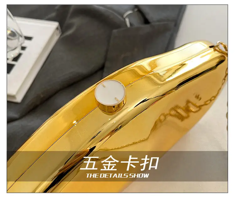 Gold Acrylic Stone Clutch Bag for Women — feature 7