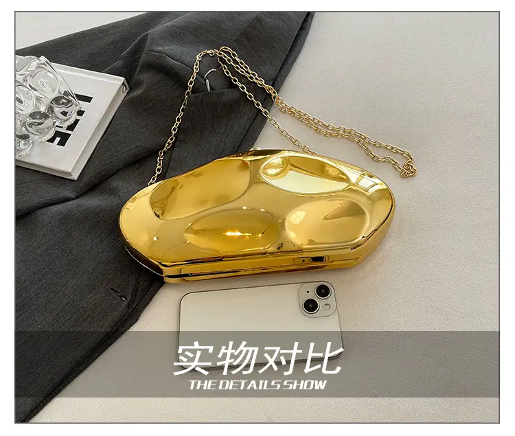 Gold Acrylic Stone Clutch Bag for Women — feature 8