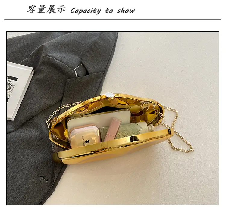 Gold Acrylic Stone Clutch Bag for Women — feature 9