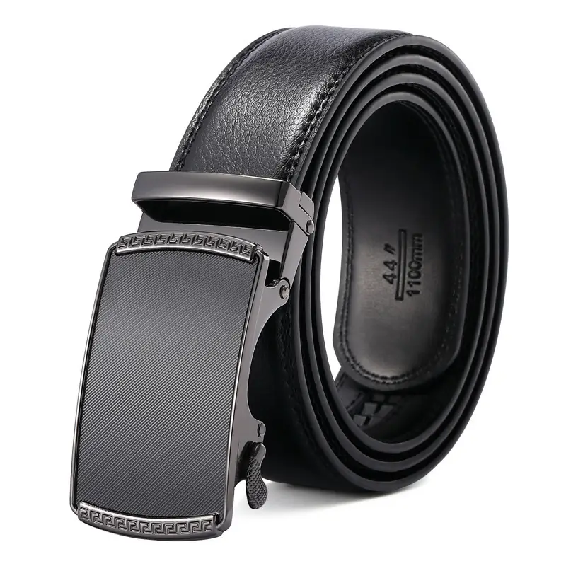 Men's Black Genuine Leather Belt with Automatic Buckle - Image 6