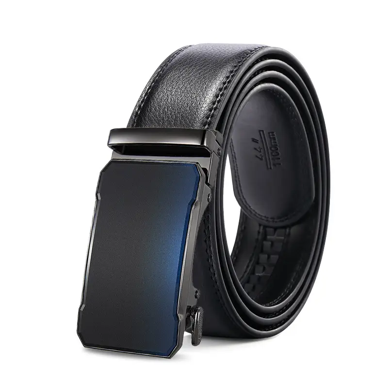 Men's Black Genuine Leather Belt with Automatic Buckle - Image 3