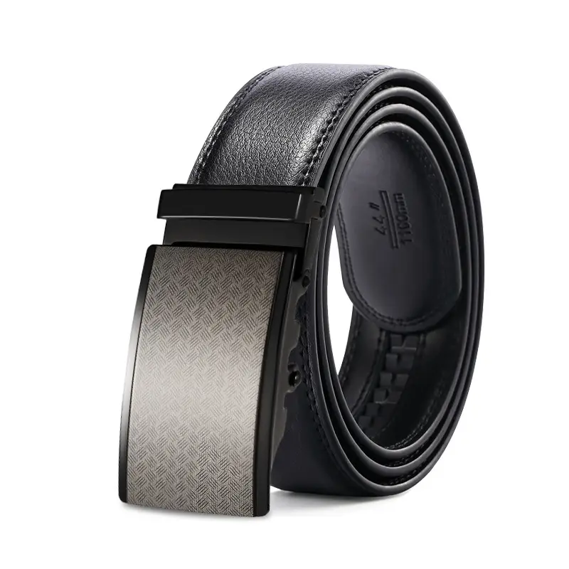 Men's Black Genuine Leather Belt with Automatic Buckle - Image 5