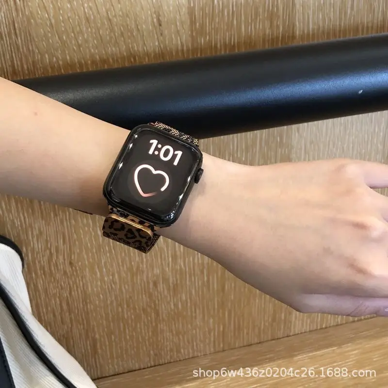 Milanese Leopard Print Premium Magnetic Applicable Applewatch Apple Watch Strap S10iwatch Strap — feature 7