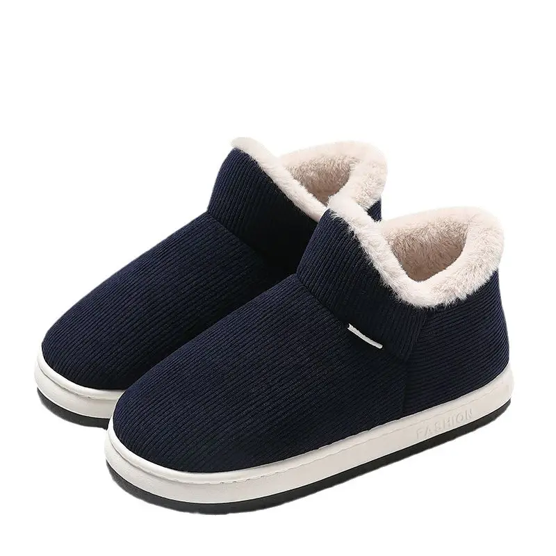 Middle-aged and elderly cotton slippers men's winter outdoor wear bag heel indoor home thick-soled non-slip fleece-lined warm cotton shoes women's