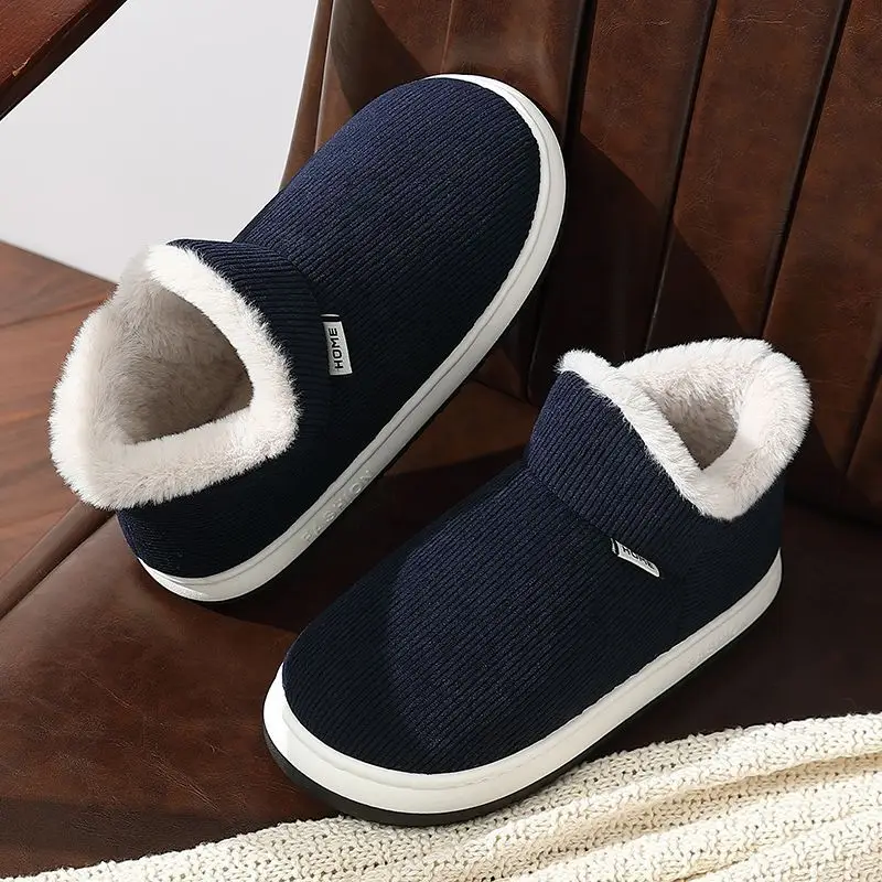 Middle-aged and elderly cotton slippers men's winter outdoor wear bag heel indoor home thick-soled non-slip fleece-lined warm cotton shoes women's