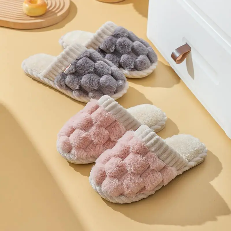 Cixi Cotton Slippers Women's Winter Home Spring and Autumn Indoor Warm Non-slip Home Winter Couple's Fur Plush Men - Image 16
