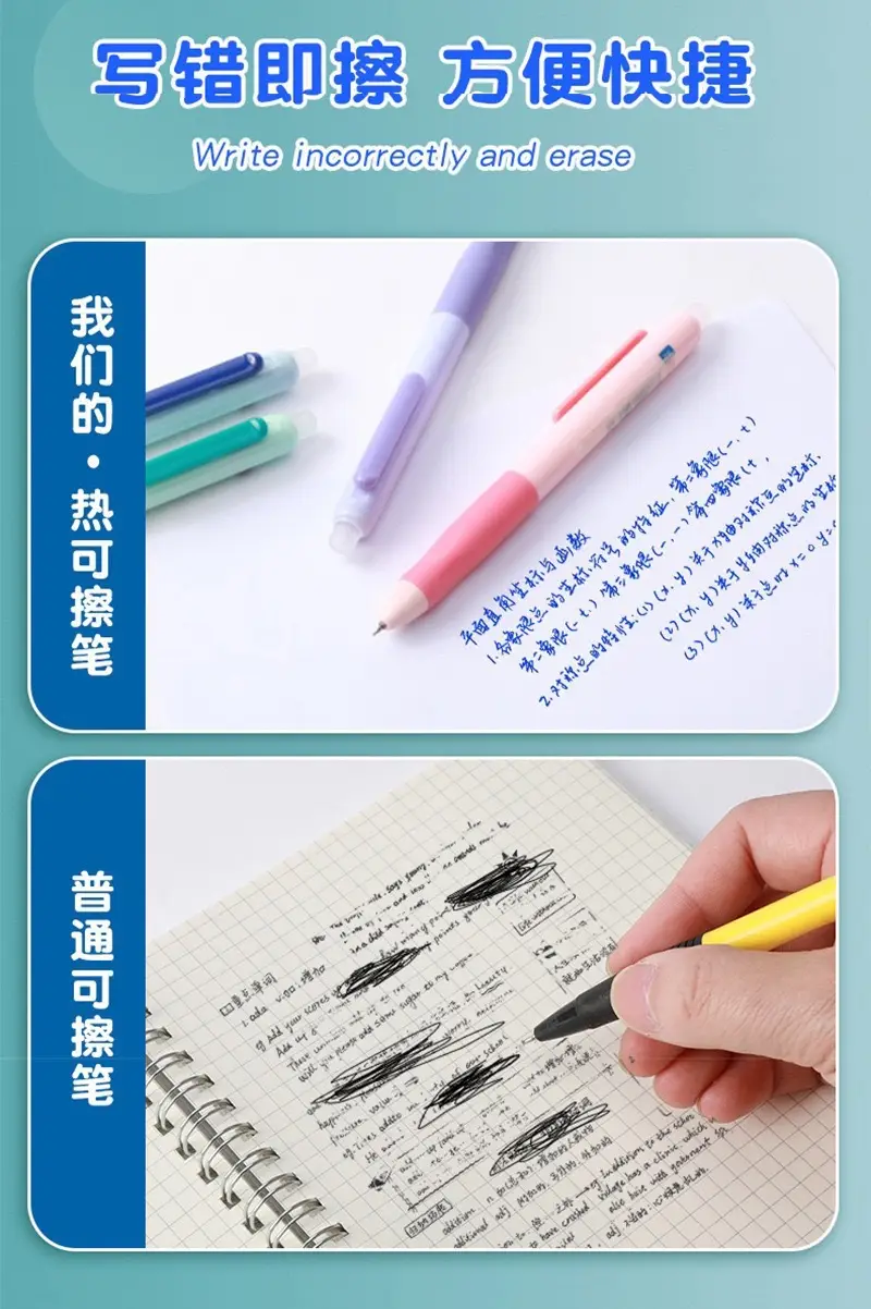 Good encouragement for primary school students to press the erasable refill 0.5 crystal blue hot erasable easy-to-erase water-based pen black gel pen — feature 3