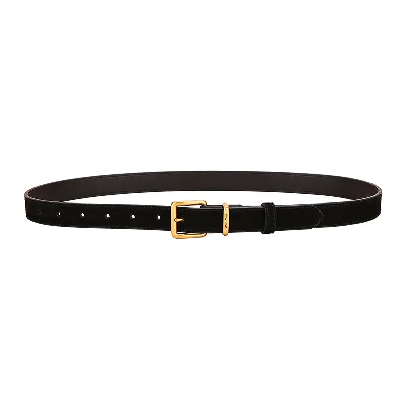 Women's Leather Belt with Gold Buckle, 2.5cm Wide - Image 19