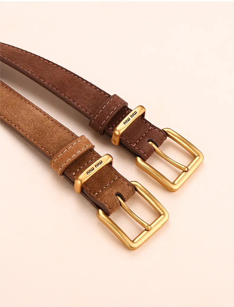 Women's Leather Belt with Gold Buckle, 2.5cm Wide — feature 18