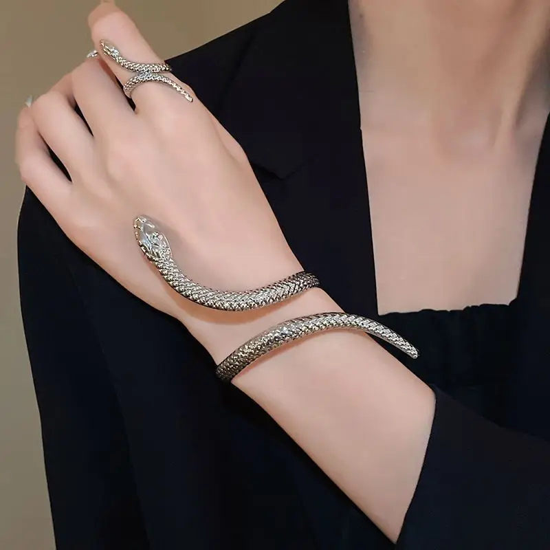 Gold Snake Bracelet Ring Set for Women - Image 2
