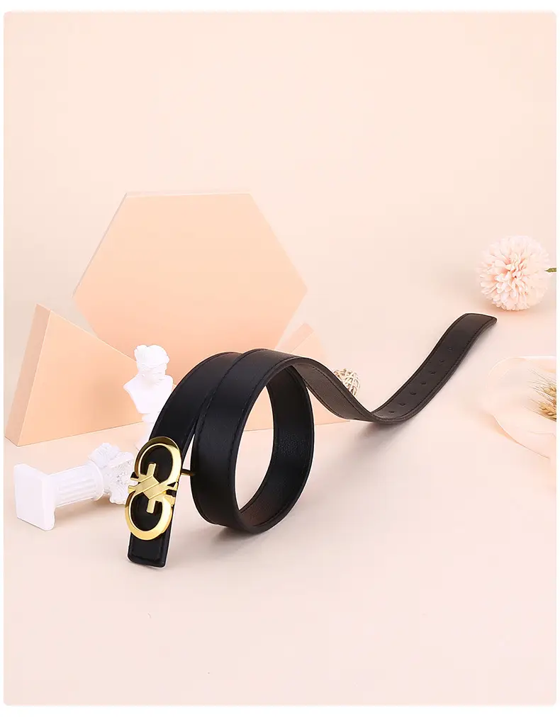 Women's White Leather Belt with Gold GG Buckle — feature 18
