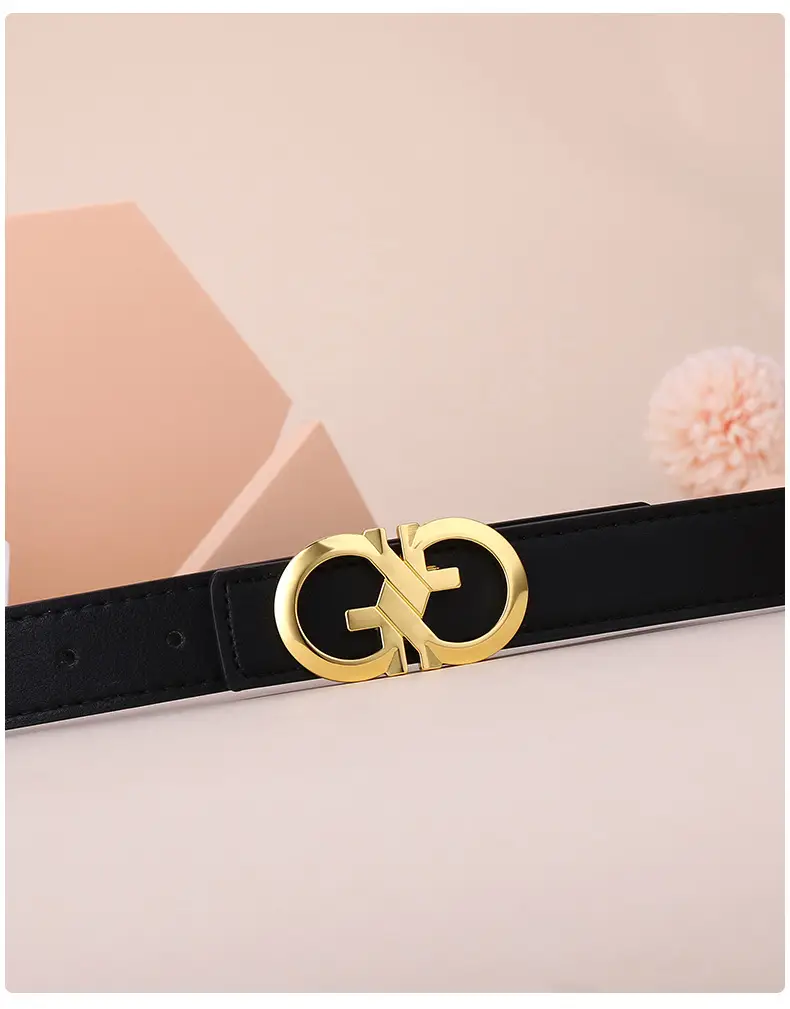 Women's White Leather Belt with Gold GG Buckle — feature 20
