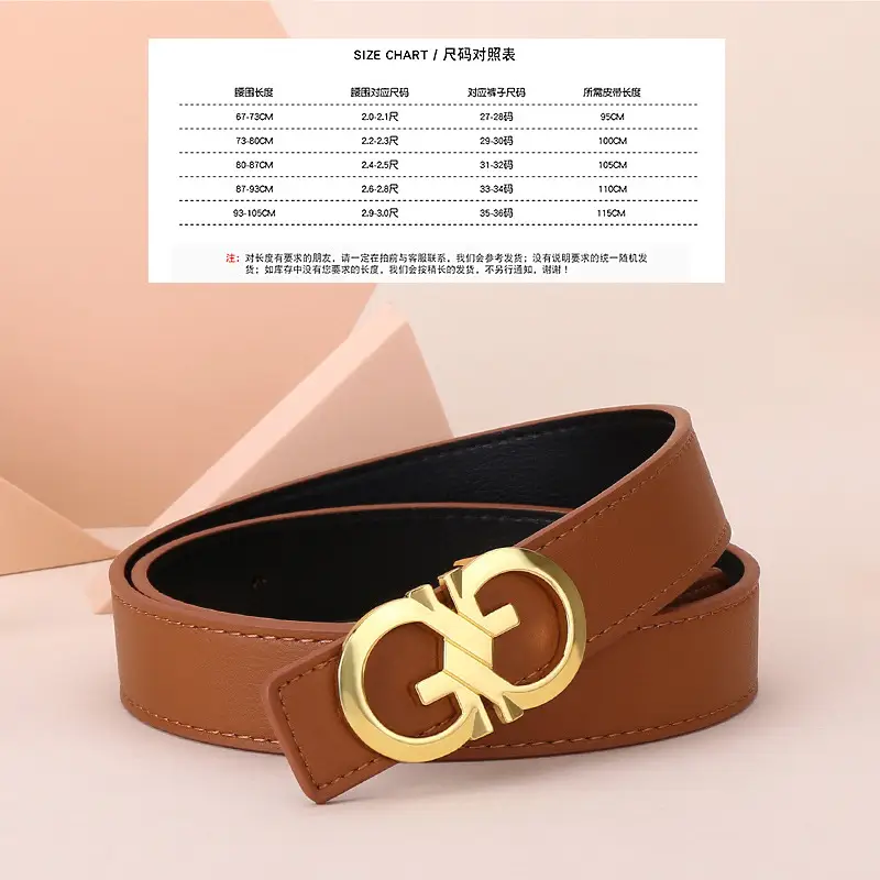Women's White Leather Belt with Gold GG Buckle - Image 2